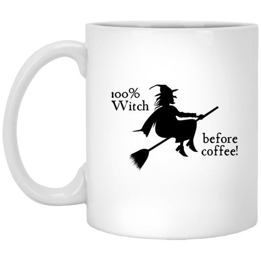 100% Witch single Sided 11oz White Mug