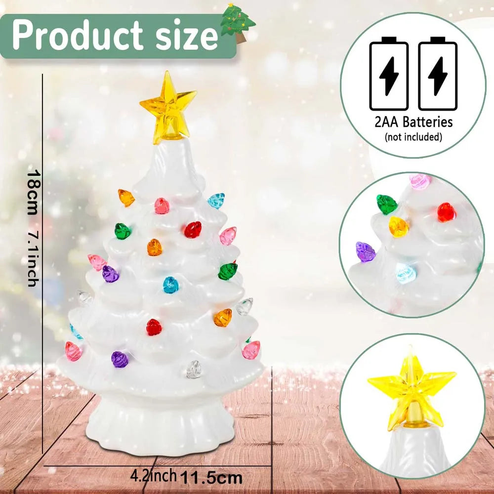 Vintage Ceramic Christmas Tree with LED Lights