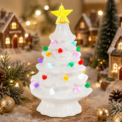 Vintage Ceramic Christmas Tree with LED Lights
