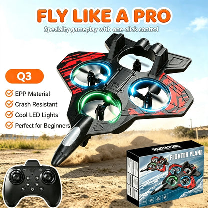 RC Foam Fighter Stunt Plane – LED Crash-Resistant Toy