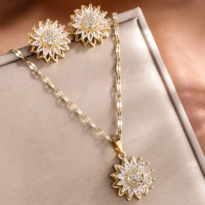 Kinetic Spinning Flower Necklace – Zircon Pendant