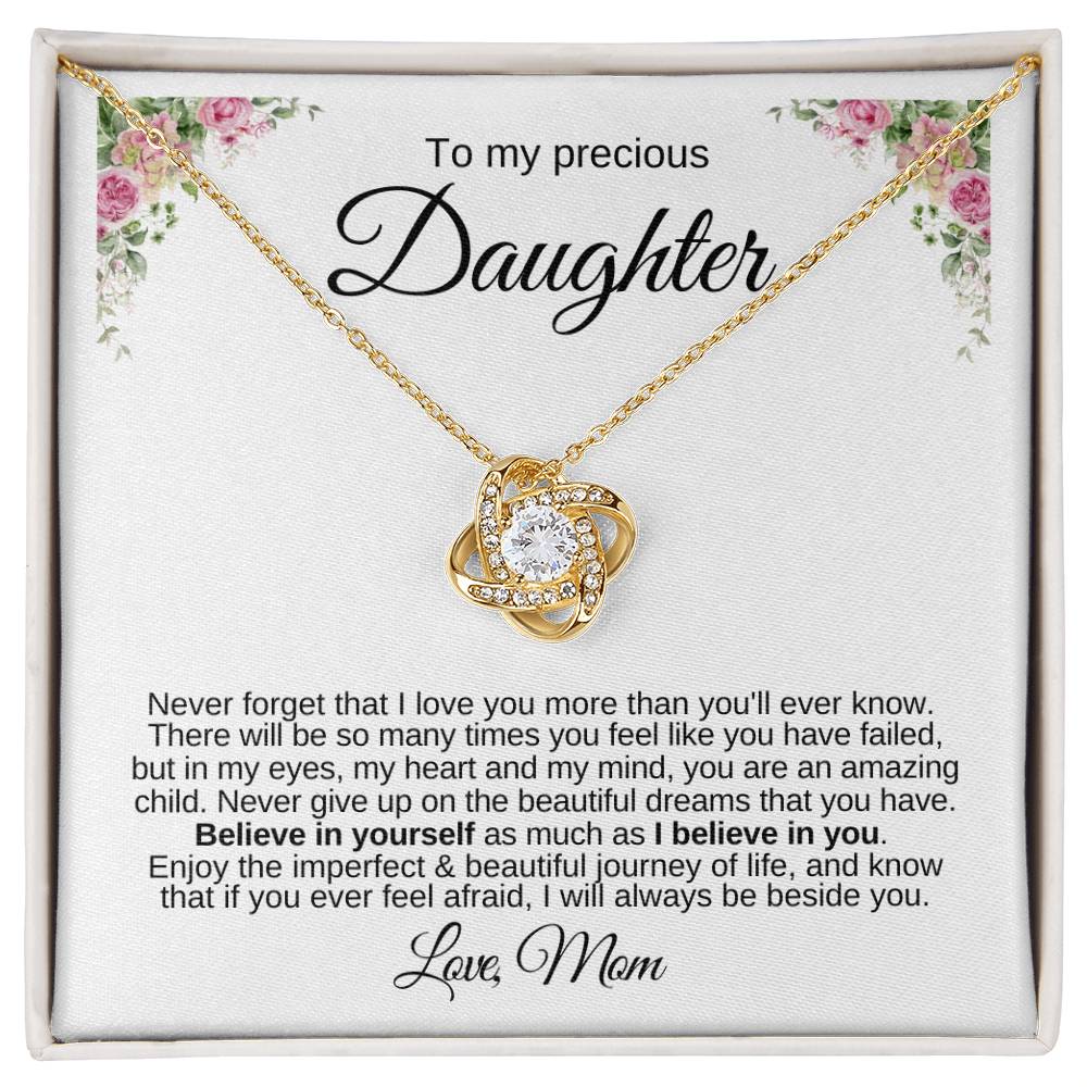 To My Precious Daughter / Never Forget That I Love You / Love Knot Pendant Necklace