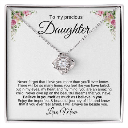 To My Precious Daughter / Never Forget That I Love You / Love Knot Pendant Necklace